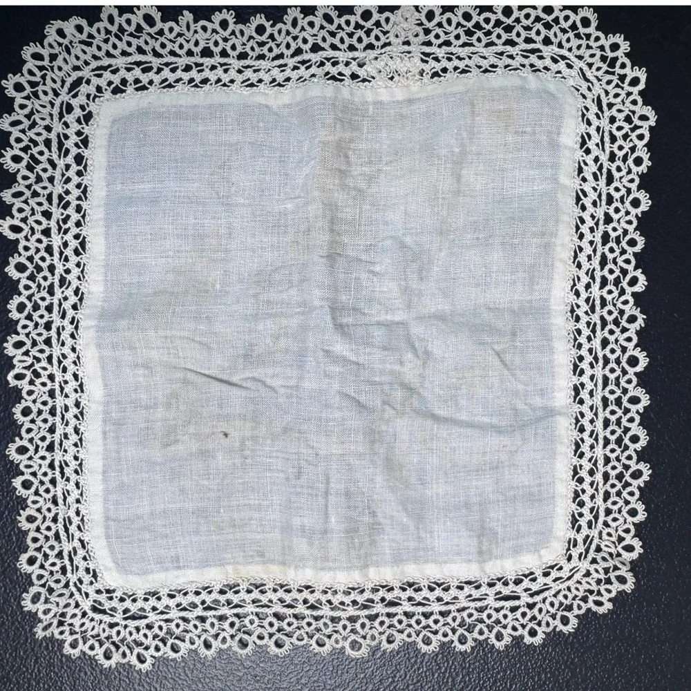 Vintage White Lace Doily Lot 6pc Crochet Linen Tatting Mixed Shapes Farmhouse
